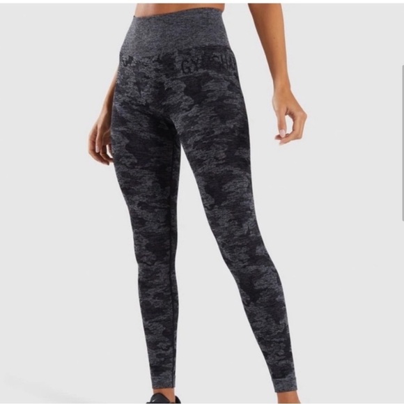 Gymsharck Camo Black Seamless Leggings Size L - Picture 8 of 8